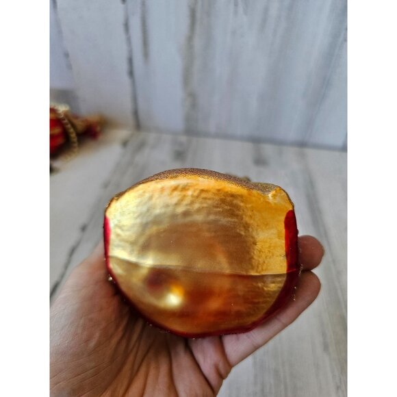 Vintage Virgin Mary Jerusalem Bethlehem grilled glitter glass ornament Xmas tree - Picture 11 of 11